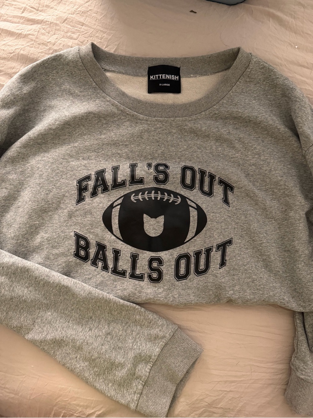 Kittenish Grey Graphic Crewneck Sweatshirt